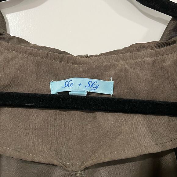 She + Sky Olive Green Light Jacket‎ with Hood and Cinched Waist Size M - Picture 4 of 9